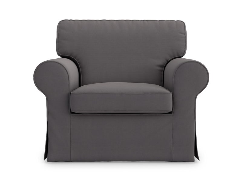 MASTERS OF COVERS Ektorp Armchair 5 Color Cotton Cover for The IKEA Ektorp Chair Slipcover Replacement (Cotton-Dark Grey)-Not Fit for Uppland Series Sofa (Armchair Cover Only!) - Image 1